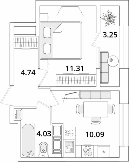 31,8 м², 1-комнатная квартира 9 731 000 ₽ - изображение 1