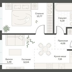 Квартира 44,3 м², 1-комнатная - изображение 2