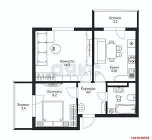 Квартира 48,7 м², 2-комнатная - изображение 1