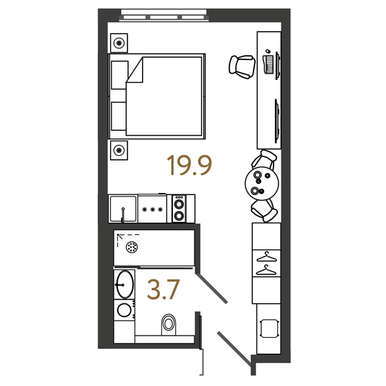 23,6 м², апартаменты-студия 9 200 000 ₽ - изображение 1