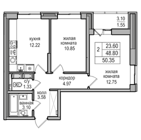 56 м², 2-комнатная квартира 8 300 000 ₽ - изображение 82