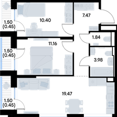 Квартира 55,7 м², 2-комнатная - изображение 3