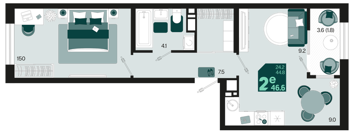 48 м², 2-комнатная квартира 4 950 000 ₽ - изображение 75