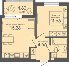 Квартира 39,2 м², 1-комнатная - изображение 1