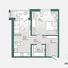 Квартира 53,3 м², 1-комнатная - изображение 5