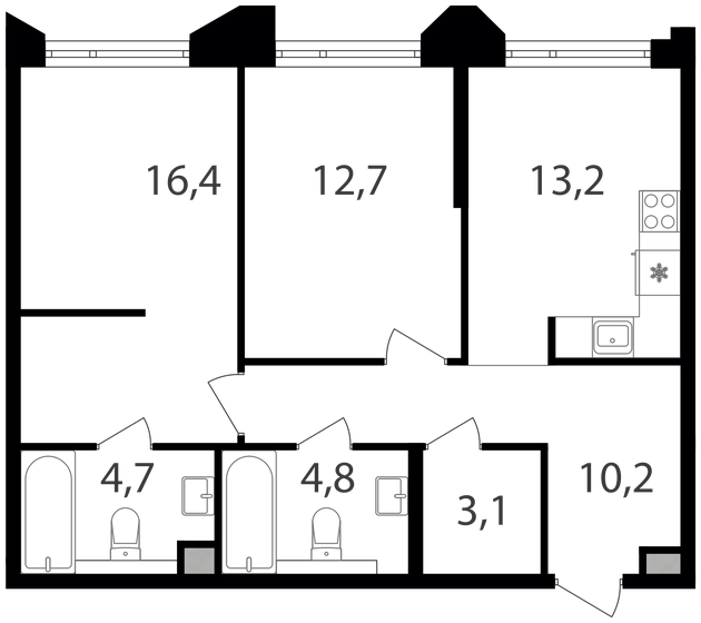 65,1 м², 2-комнатная квартира 25 343 430 ₽ - изображение 1