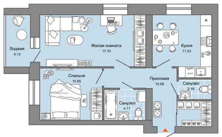 Квартира 58 м², 2-комнатная - изображение 1