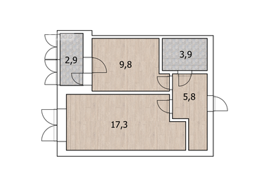 Квартира 38,3 м², 1-комнатная - изображение 1