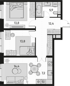 68,9 м², 3-комнатная квартира 21 000 000 ₽ - изображение 124