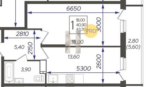 Квартира 43,7 м², 1-комнатная - изображение 1