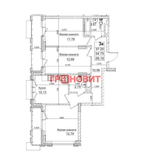 66 м², 3-комнатная квартира 9 179 900 ₽ - изображение 1