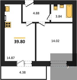 Квартира 39,8 м², 1-комнатная - изображение 1