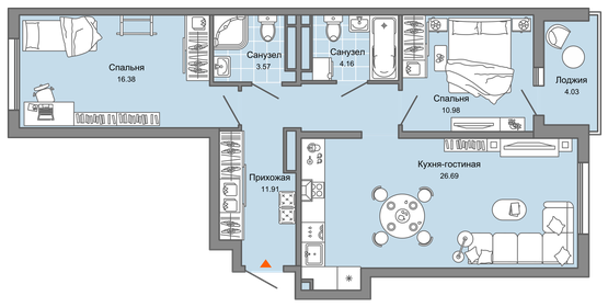 66 м², 3-комнатная квартира 5 850 000 ₽ - изображение 59