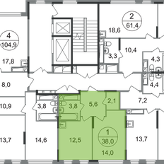 Квартира 38 м², 1-комнатная - изображение 2