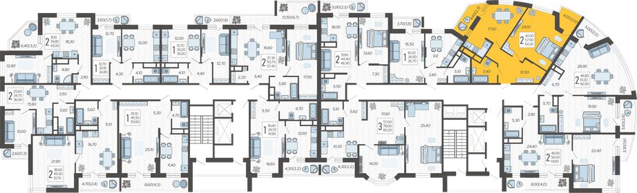 62,2 м², 2-комнатная квартира 7 768 780 ₽ - изображение 17