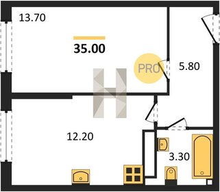 Квартира 35 м², 1-комнатная - изображение 1