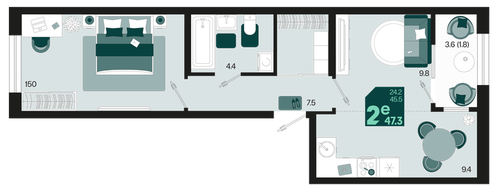 46,6 м², 2-комнатная квартира 6 058 000 ₽ - изображение 8