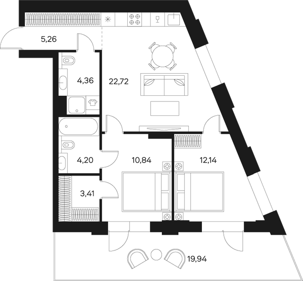 68,9 м², 2-комнатная квартира 24 485 308 ₽ - изображение 20