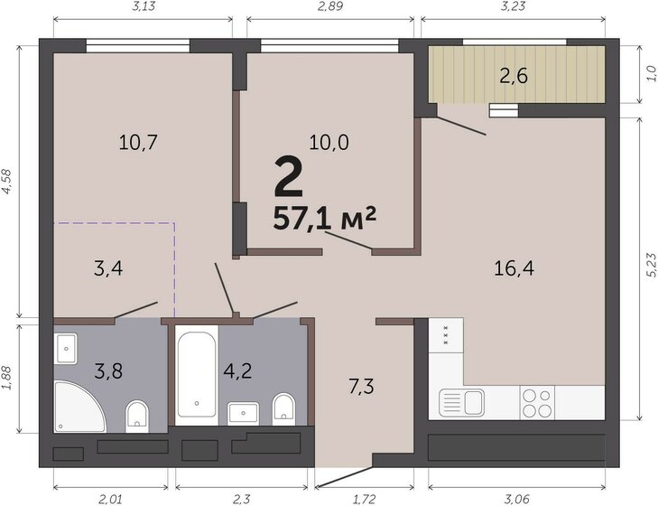 70,2 м², 2-комнатная квартира 12 355 200 ₽ - изображение 20