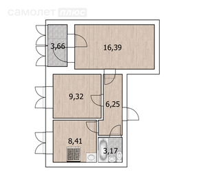 Квартира 45,4 м², 2-комнатная - изображение 1