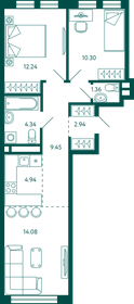 Квартира 59,7 м², 2-комнатная - изображение 1