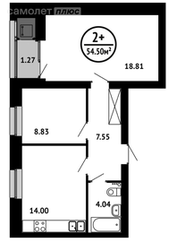 56,3 м², 2-комнатная квартира 8 390 000 ₽ - изображение 1