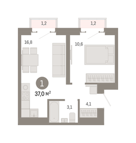 38,3 м², 1-комнатная квартира 11 990 000 ₽ - изображение 43