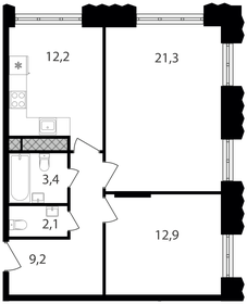 60,5 м², 2-комнатные апартаменты 14 417 150 ₽ - изображение 22