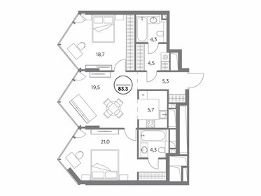 75 м², 3-комнатная квартира 61 500 000 ₽ - изображение 118