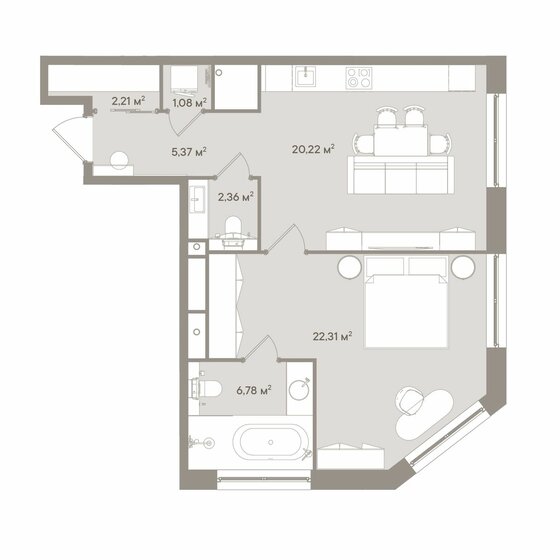 60,3 м², 2-комнатные апартаменты 56 106 900 ₽ - изображение 1