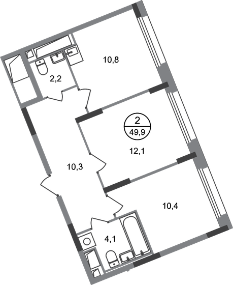 49,9 м², 2-комнатная квартира 12 514 934 ₽ - изображение 1