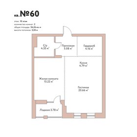 Квартира 54,3 м², 2-комнатная - изображение 1