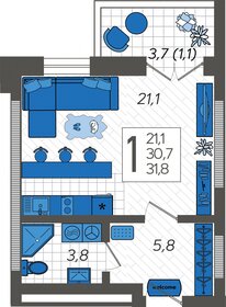 Квартира 31,6 м², студия - изображение 1