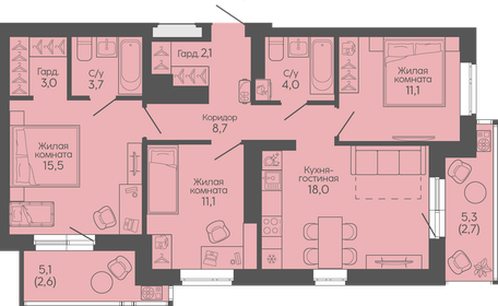 Квартира 82,5 м², 3-комнатная - изображение 1