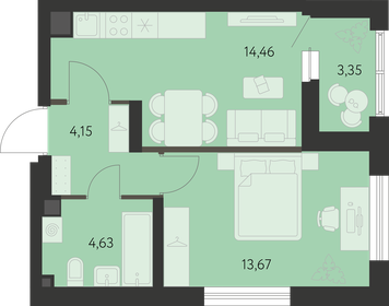 38,4 м², 1-комнатная квартира 5 145 000 ₽ - изображение 10