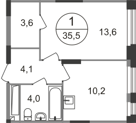 35,5 м², 1-комнатная квартира 10 372 471 ₽ - изображение 51