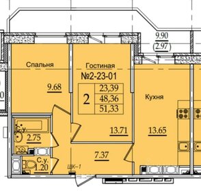 Квартира 51,3 м², 2-комнатная - изображение 2