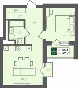 48,3 м², 1-комнатная квартира 6 210 000 ₽ - изображение 14