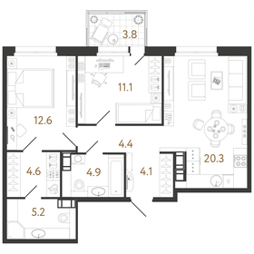 Квартира 67,2 м², 2-комнатная - изображение 1