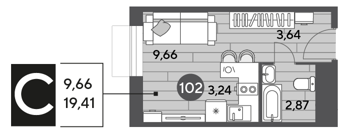 Квартира 19,4 м², студия - изображение 1