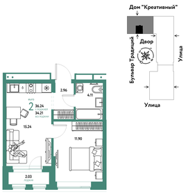 Квартира 36,2 м², 2-комнатная - изображение 1