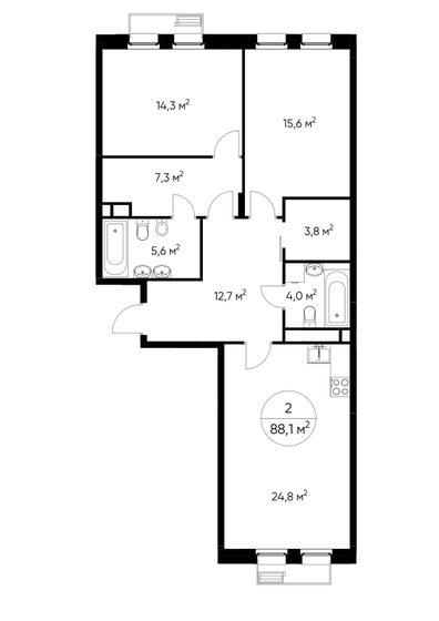 88,1 м², 2-комнатная квартира 23 566 774 ₽ - изображение 1