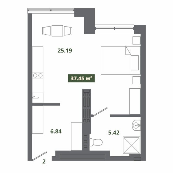 37 м², апартаменты-студия 7 614 600 ₽ - изображение 32