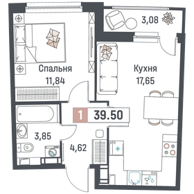 Квартира 39,5 м², 1-комнатная - изображение 1