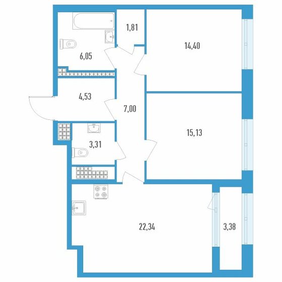 76,3 м², 2-комнатная квартира 21 619 710 ₽ - изображение 1