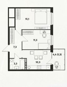 Квартира 48,6 м², 2-комнатная - изображение 1