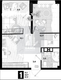 Квартира 37,9 м², 1-комнатная - изображение 1