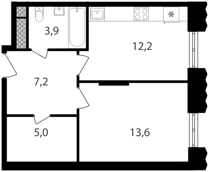 41,9 м², 1-комнатные апартаменты 10 458 240 ₽ - изображение 1
