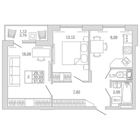 55,1 м², 3-комнатная квартира 6 200 000 ₽ - изображение 61