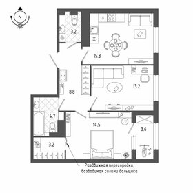 Квартира 65,4 м², 2-комнатная - изображение 1